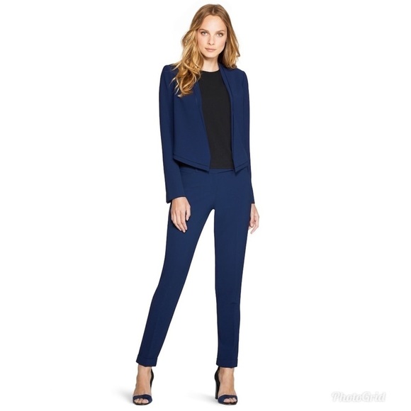 WHBM Cropped Soft Draped Jacket Navy Open Front 6 - Picture 2 of 8